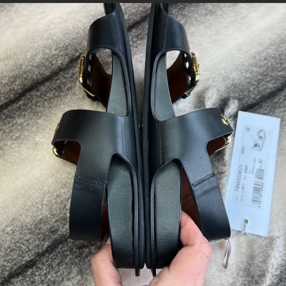 Marni Fussbett Leather Wrap Black/Maroon Sandals - Picture 4 of 9